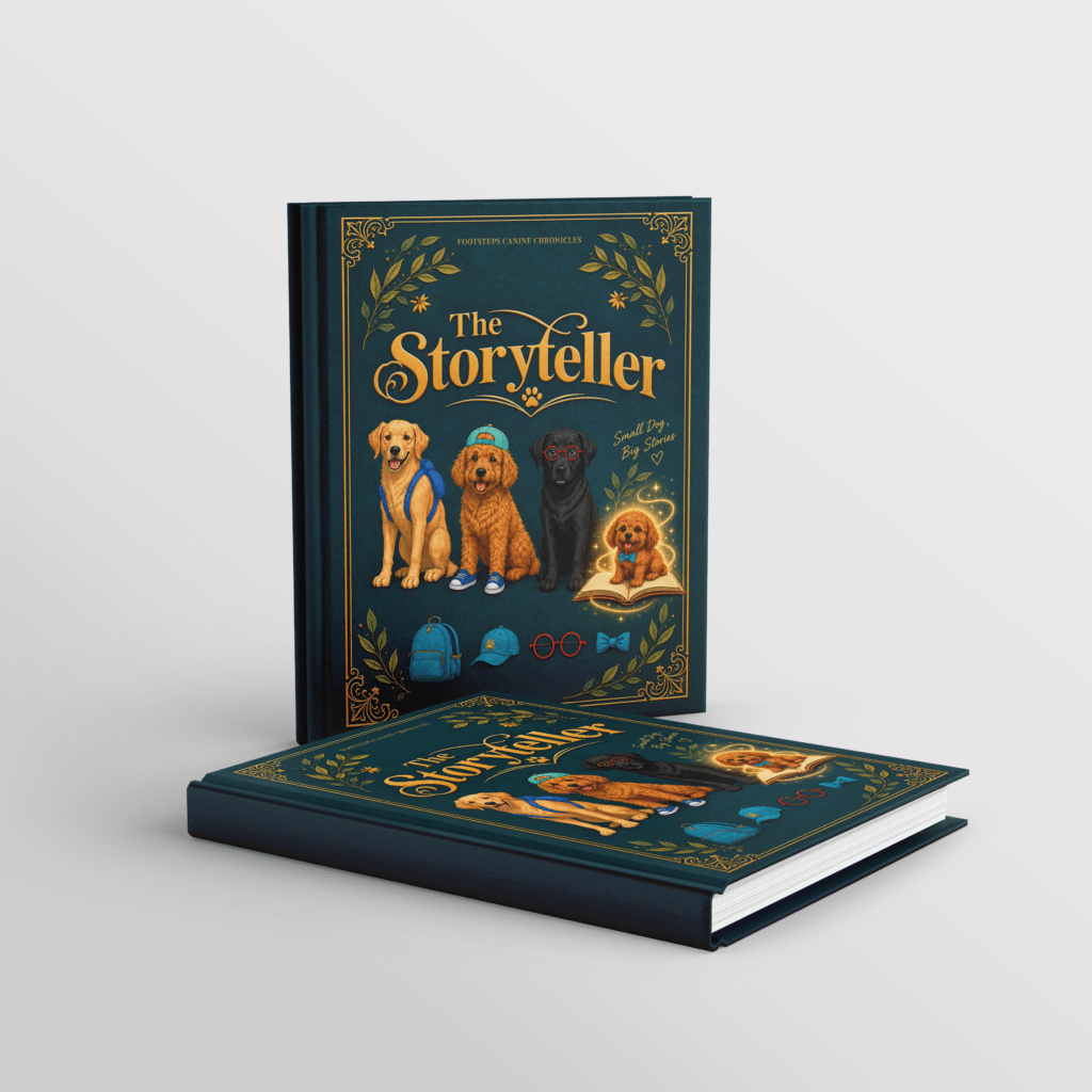 Footsteps Canine Chronicles Book 1, The Storyteller, shown as a book mockup